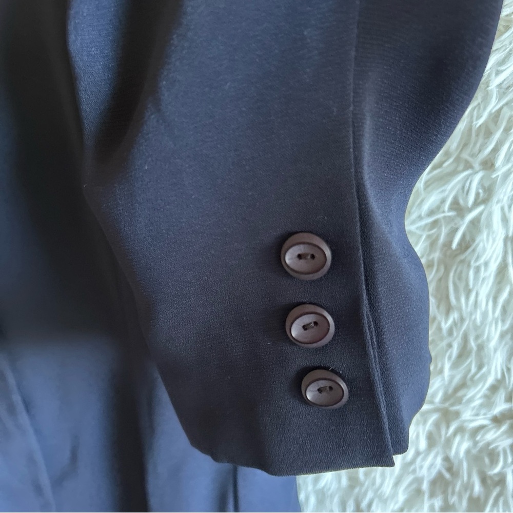 Harve Bernard Women Sz10 Black Pea Coat Side Pockets Button Midi Coat - Picture 4 of 9